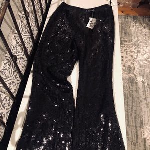 INC International Concepts Black Flare Pants with Sparkle